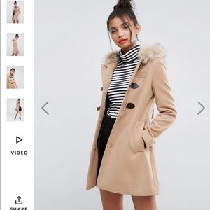 ASOS Duffle Coat with faux fur hood